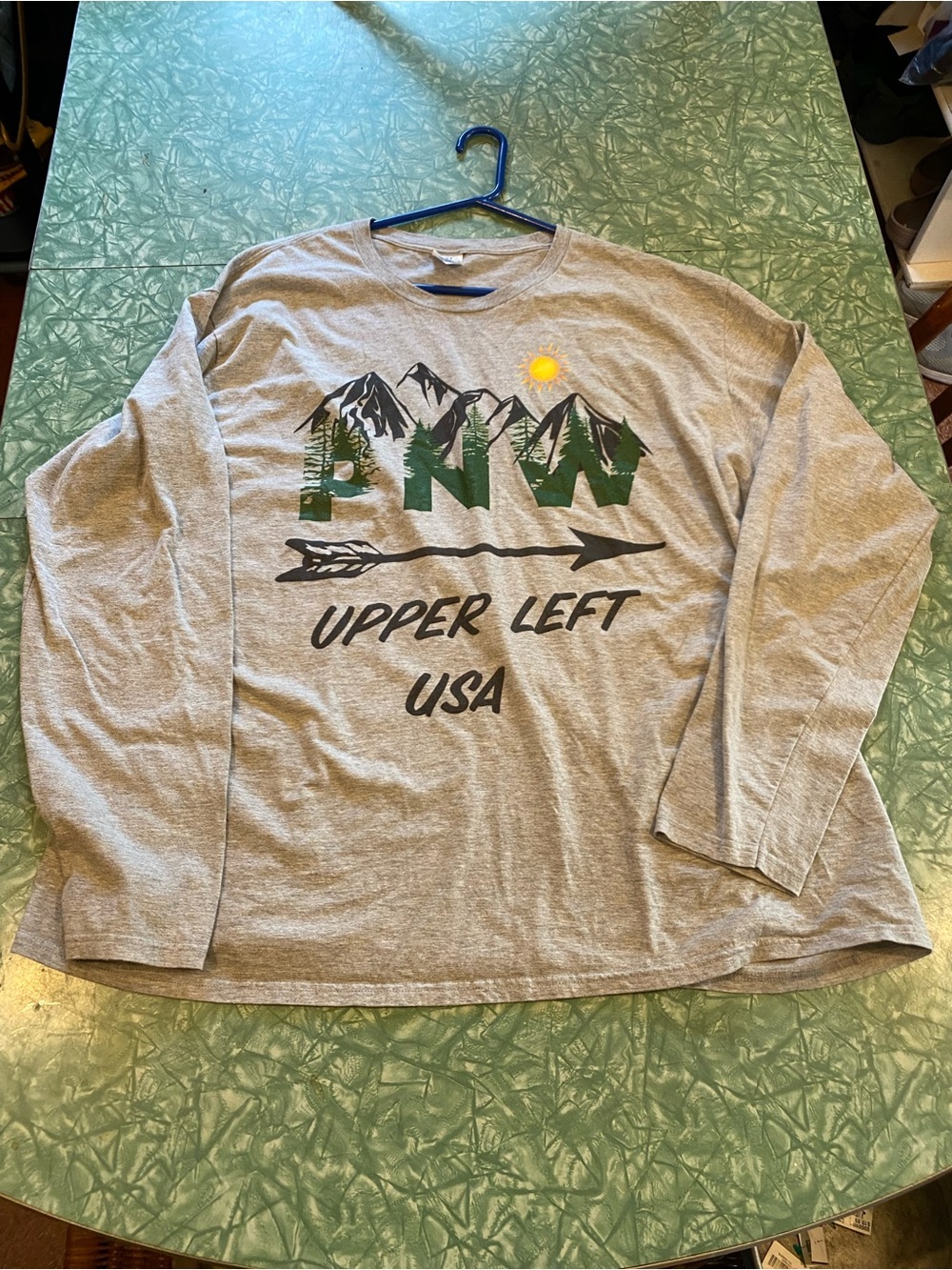 Men’s Size XXL Grey Upper Left USA Long Sleeve PNW Shirt